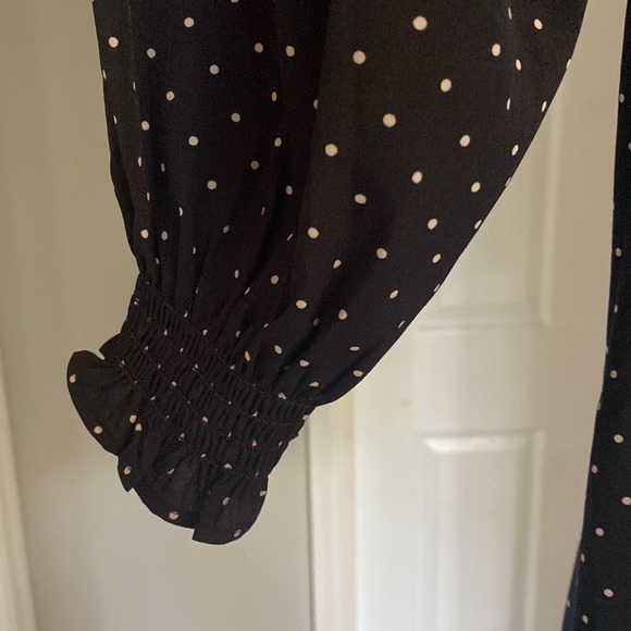 H&M Navy blue white polka dot long sleeve mini dress size XL - Picture 3 of 3